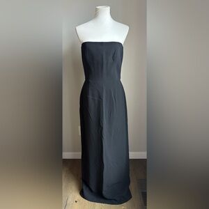 Vintage 90’s Max Mara Pianoforte Strapless Lined Maxi Dress In Black Size 46